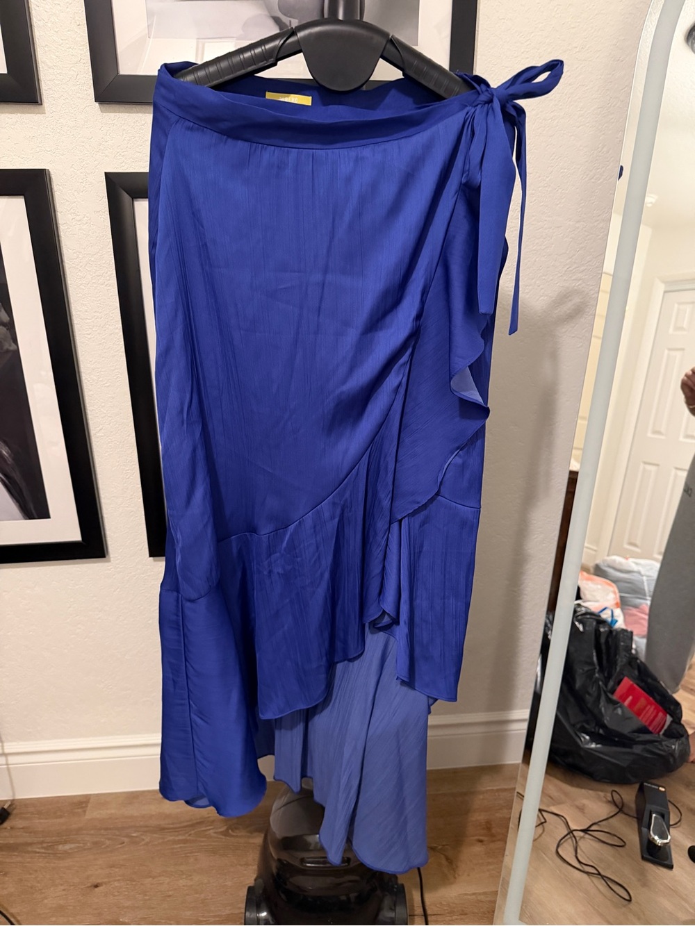 Anthropologie Royal Blue Asymmetric Ruffle Wrap Skirt